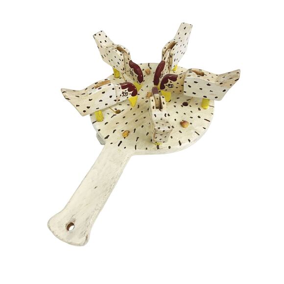 Vintage Folk Art Handmade Toy Chickens Eating When Moved in Circle - Picture 4 of 6